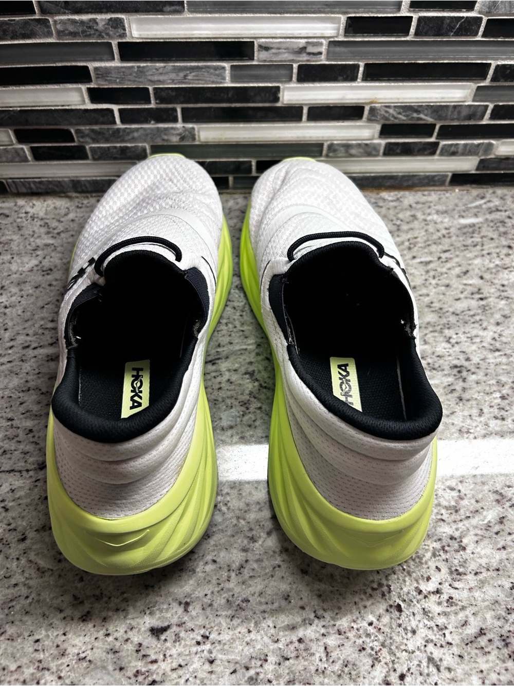 Hoka Men's Ora Recovery 2 Slip-On Athletic Shoes - White w/ Neon Yellow Size 13 - Picture 6 of 8